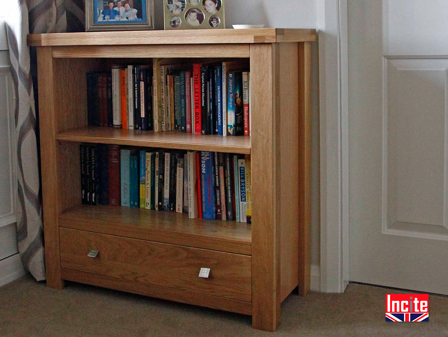 Bespoke Handcrafted American Oak Bookcase with Drawers